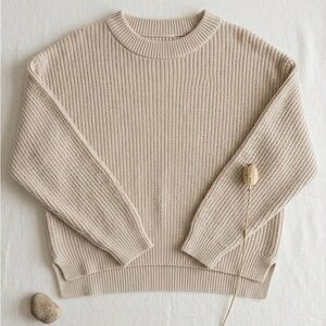 Elegant Beige Crew Neck Sweater
